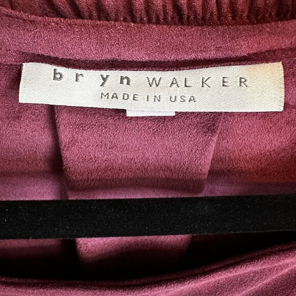 Bryn Walker Women Top Sz 2X Faux Suede Burgundy Red Lagenlook Hi Low Bell Sleeve - Picture 3 of 7